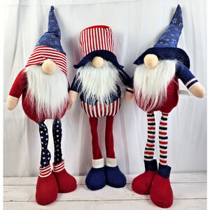 Holiday/July4th/USA Themed Lot of 3 Free Standing Trolls w/Hats, 27"x6x26.5"